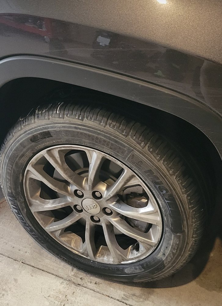 SUV wheel during tire service